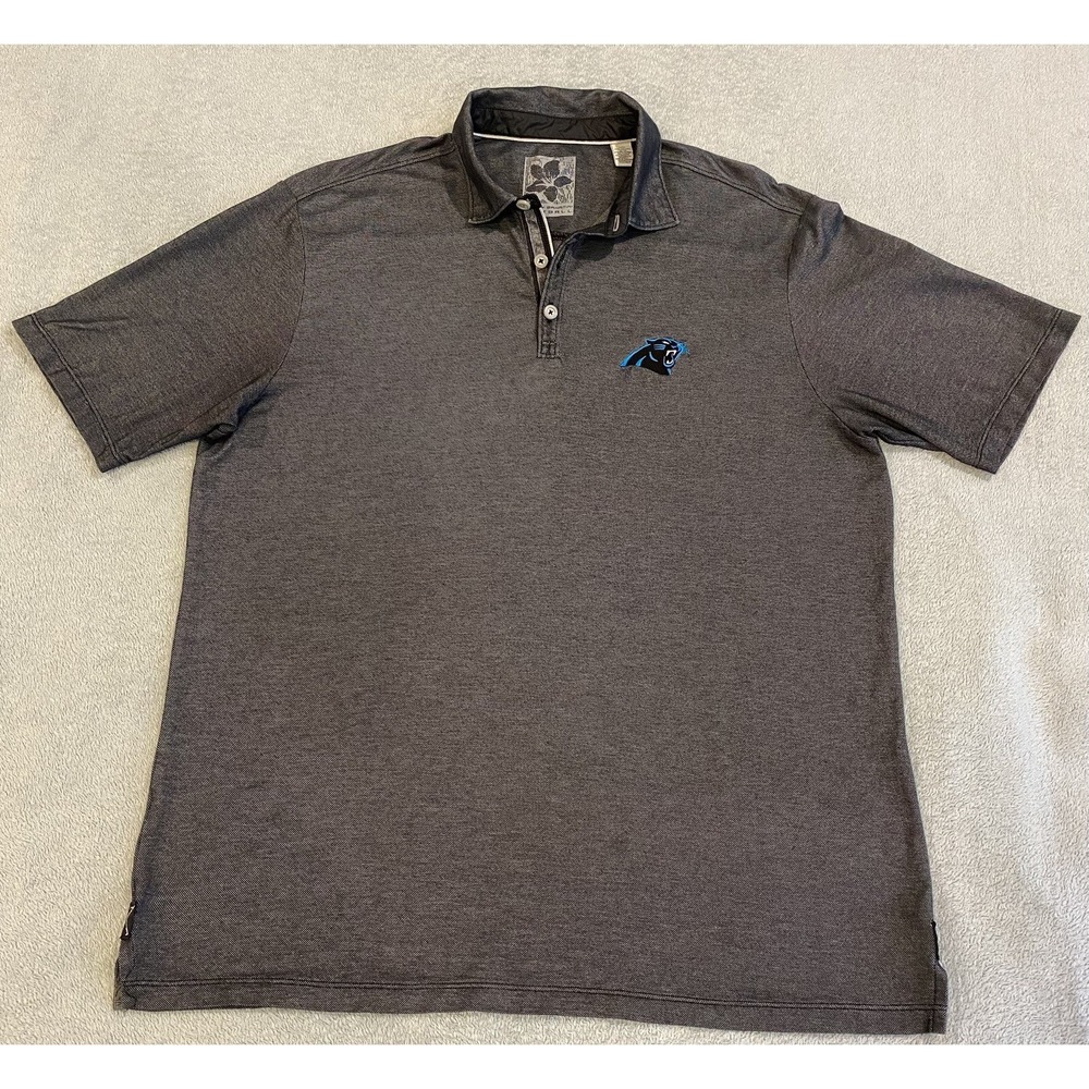 Carolina Panthers Tommy Bahama Football Polo‎ Shirt Large Mens Black Blue Gray L